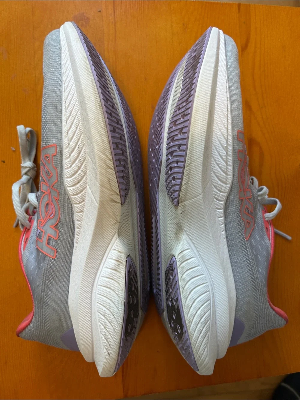 Hoka Women's Gray and Coral Athletic Running Shoes